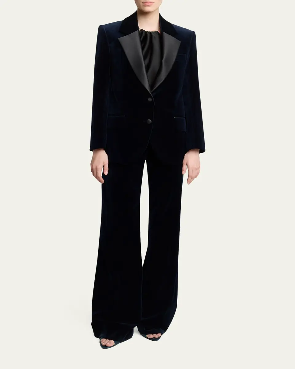 Victoria Beckham Single-Breasted Velvet Tuxedo Jacket | Thumbnail 2
