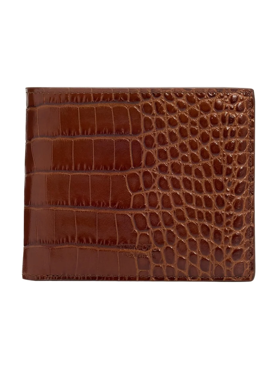 Tom Ford Men's Exotic Line Croc-Effect Bifold Wallet