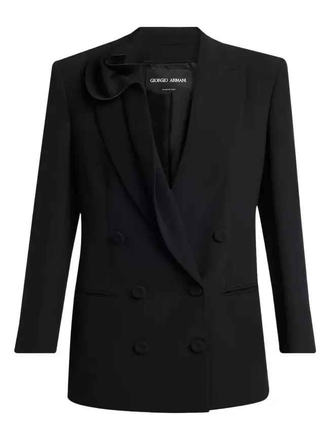 Rosette Lapel Double-Breasted Blazer Jacket