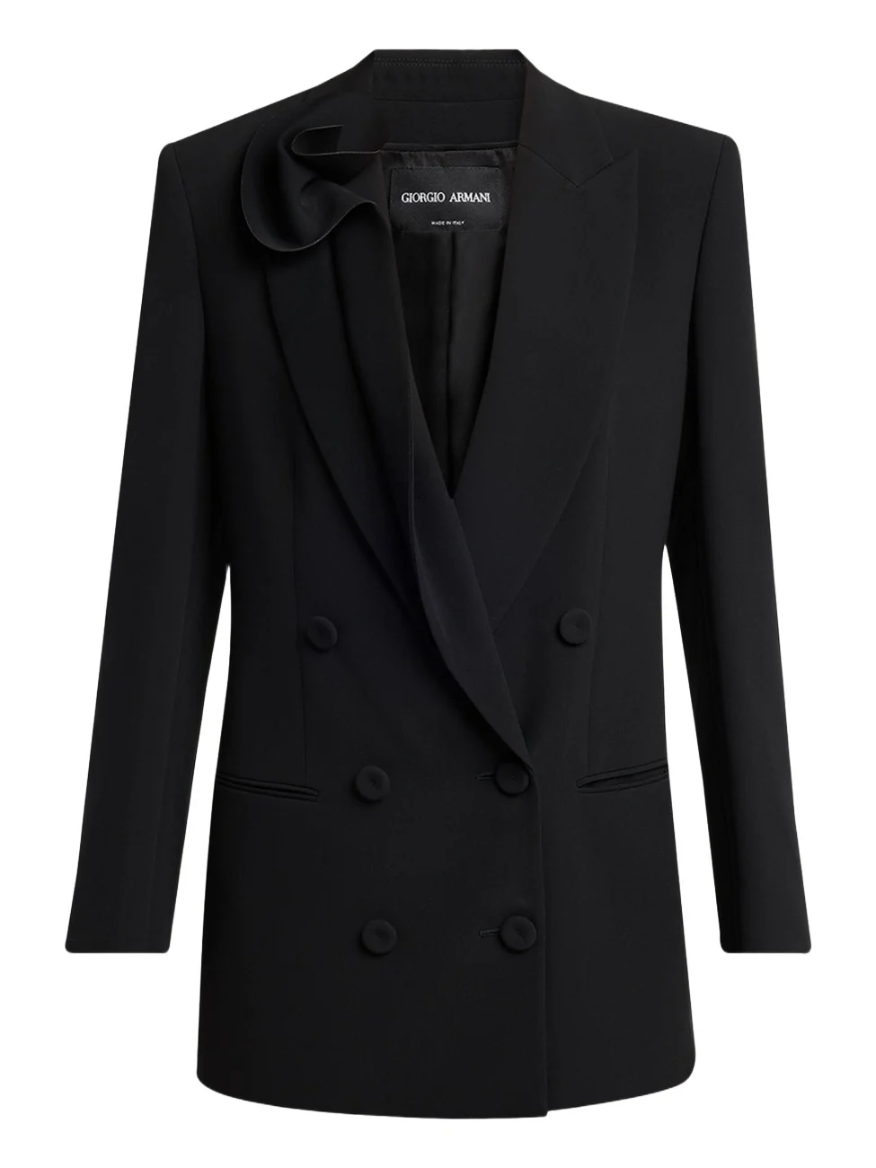 Rosette Lapel Double-Breasted Blazer Jacket Rosette Lapel Double-Breasted Blazer Jacket