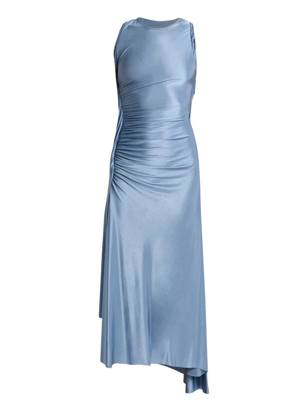 Sleeveless Twisted-Trim Satin Midi Dress