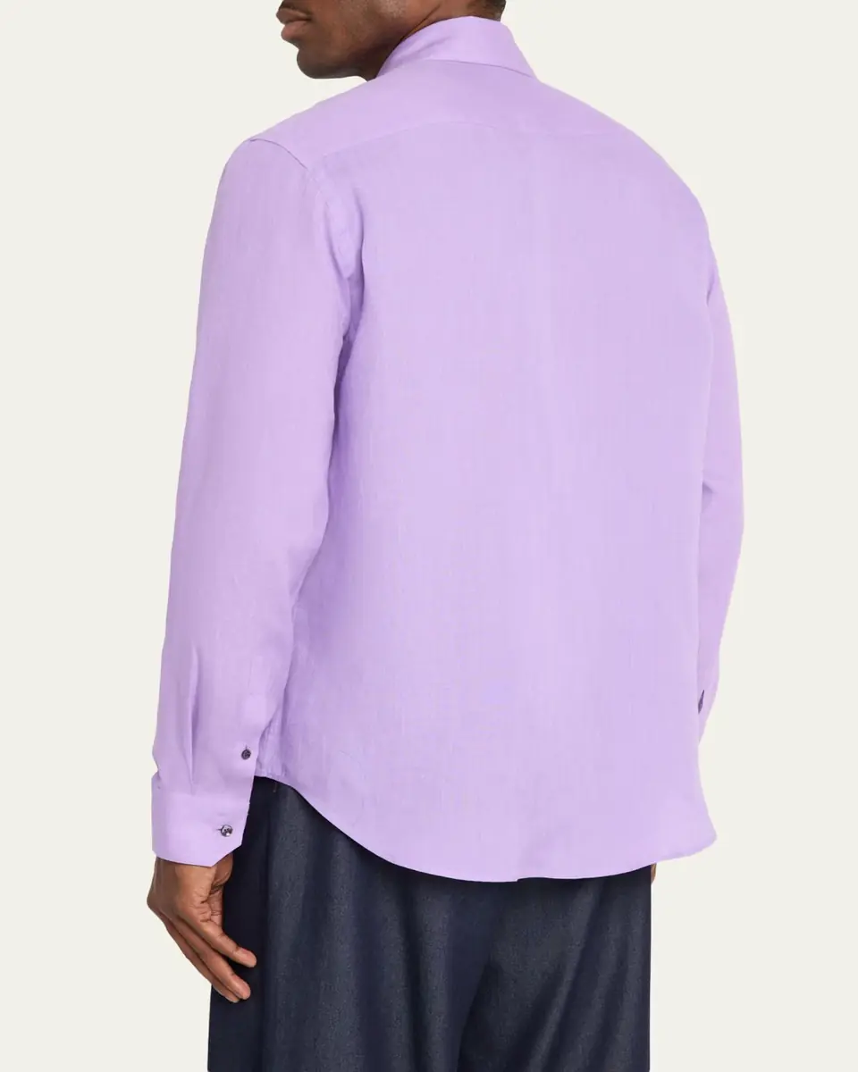 Giorgio Armani Men's Solid Linen Classic-Fit Sport Shirt | Thumbnail 3
