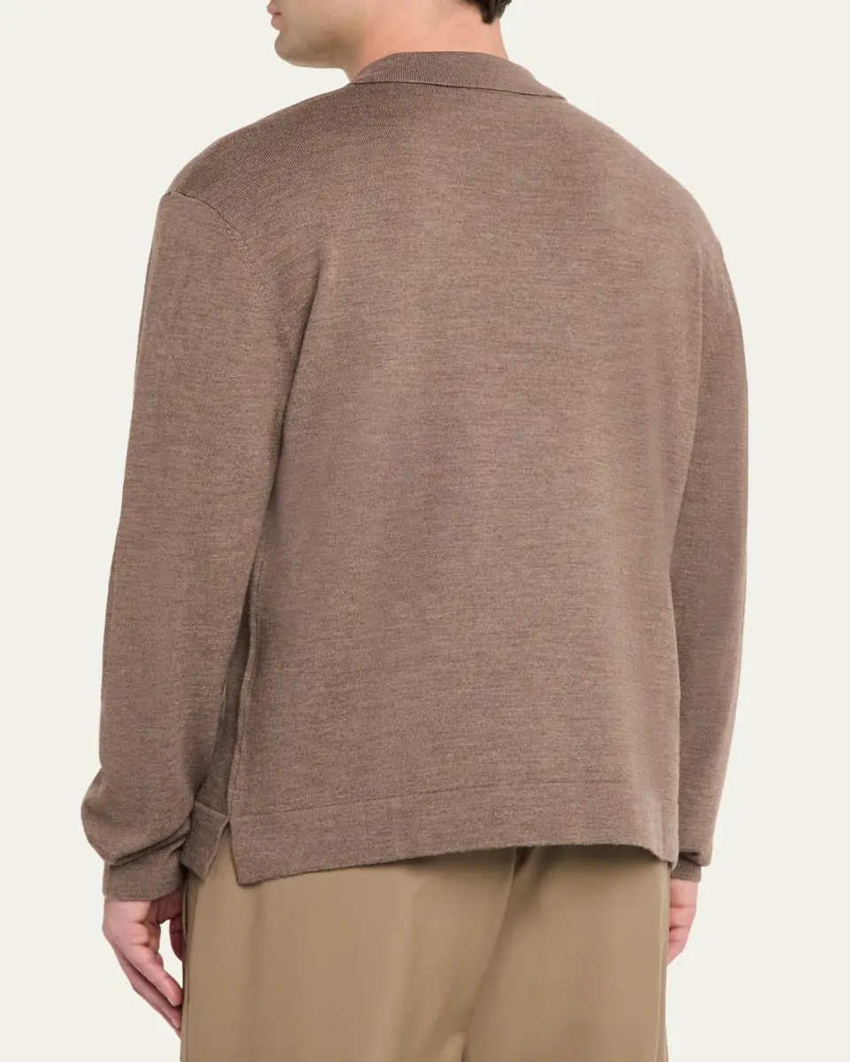 OFFICINE GÉNÉRALE Men's Bene Merino Wool Quarter-Zip Polo Sweater | Thumbnail 3 OFFICINE GÉNÉRALE Men's Bene Merino Wool Quarter-Zip Polo Sweater | Thumbnail 3