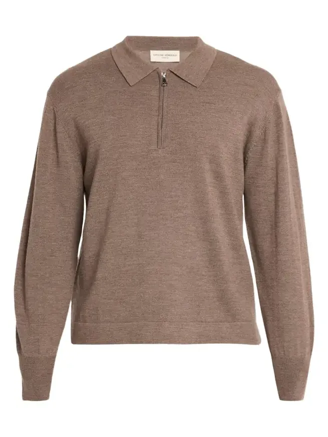 Men's Bene Merino Wool Quarter-Zip Polo Sweater Men's Bene Merino Wool Quarter-Zip Polo Sweater