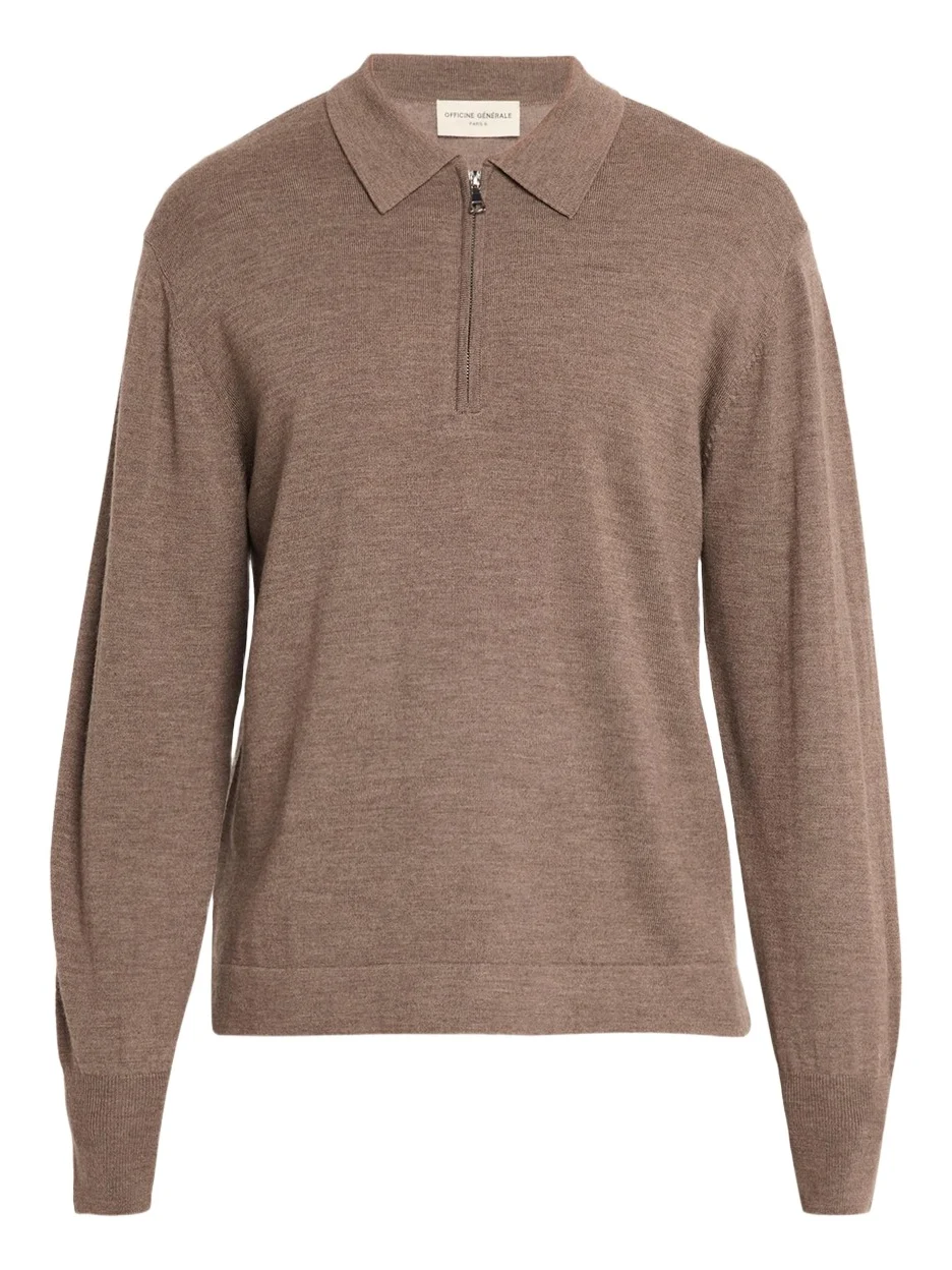 Men's Bene Merino Wool Quarter-Zip Polo Sweater