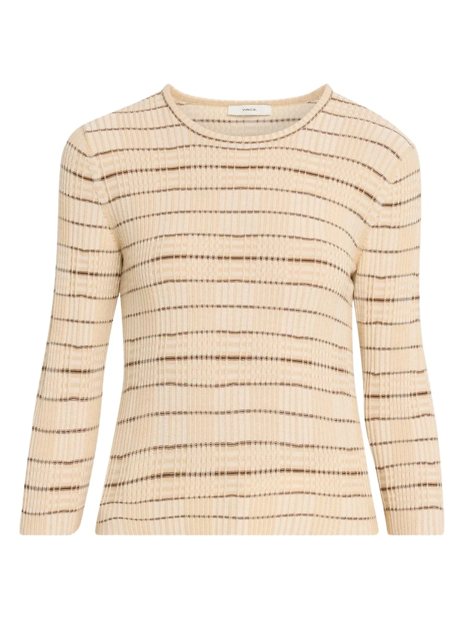 Plaid Elbow-Sleeve Sweater