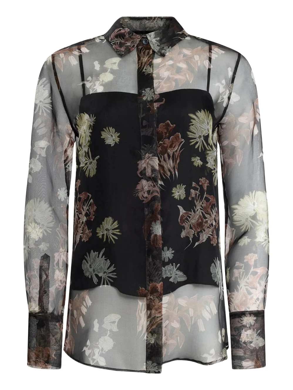 Chika Floral Silk Button-Front Shirt