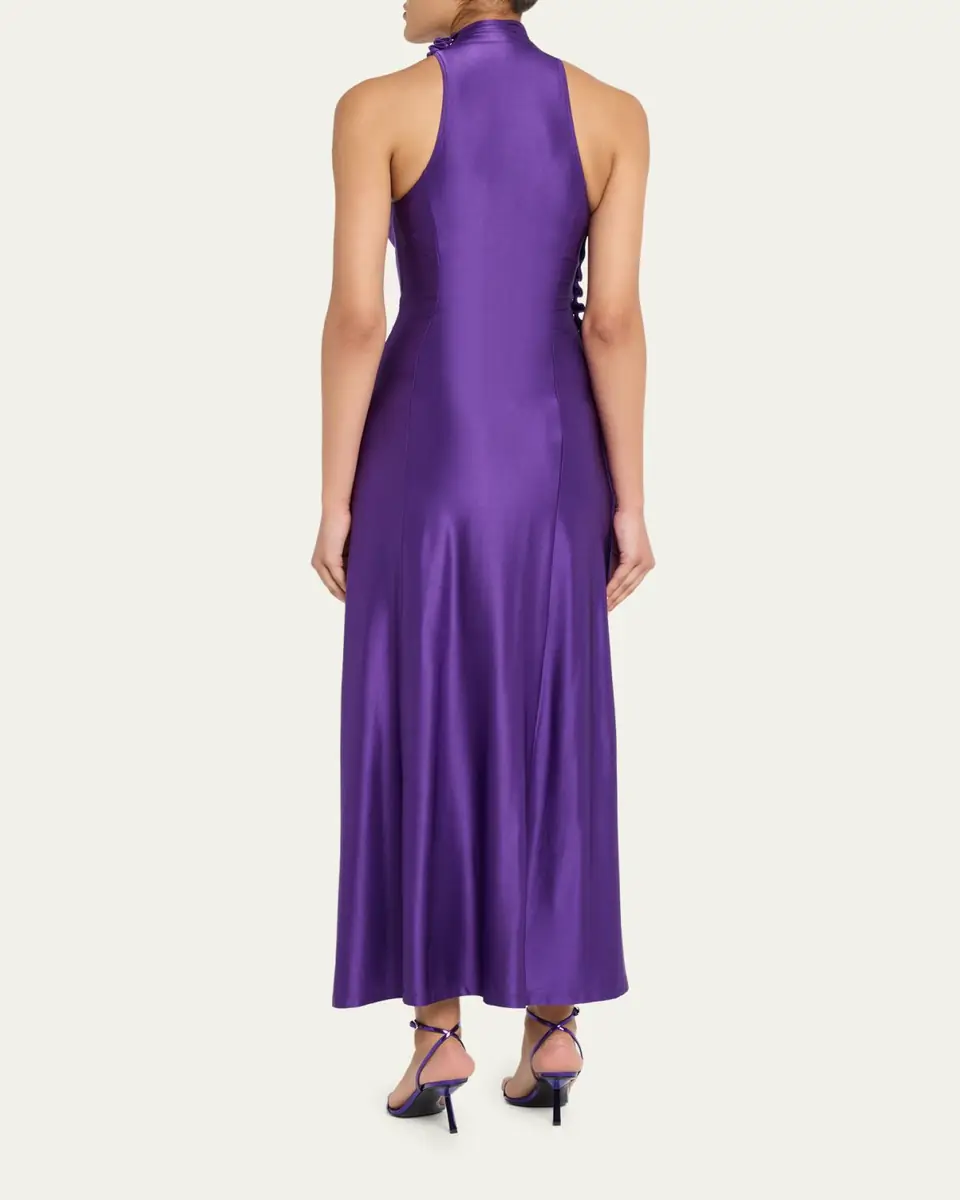 Rabanne Turtleneck Snap Draped Jersey Midi Dress | Thumbnail 3 Rabanne Turtleneck Snap Draped Jersey Midi Dress | Thumbnail 3