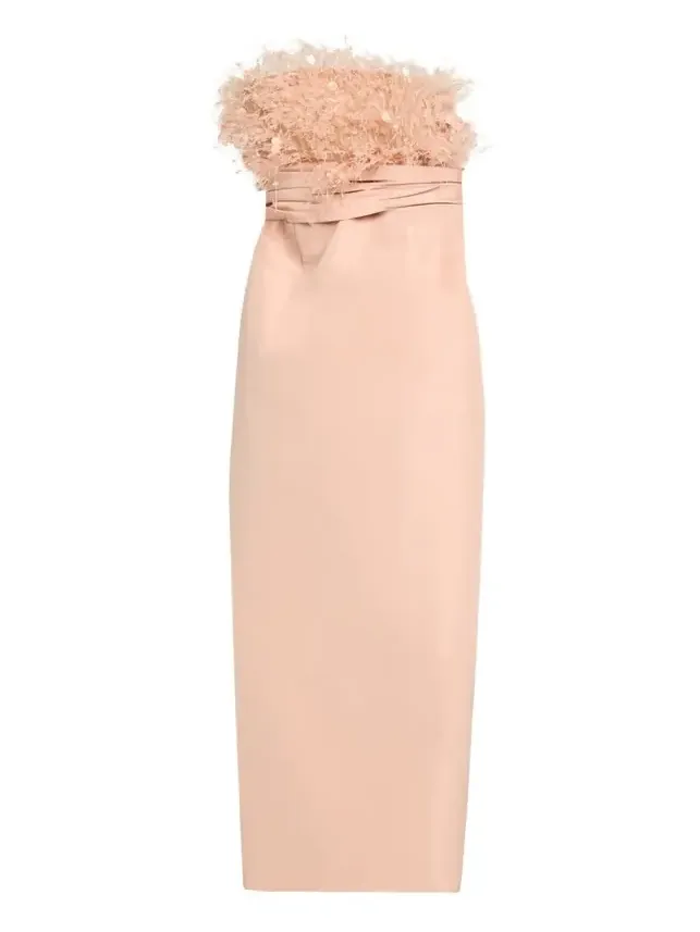 Strapless Dramatic Point D'esprit Silk Column Gown