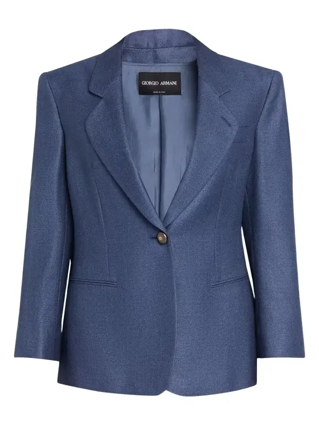 Single-Breasted Silk Blazer Jacket