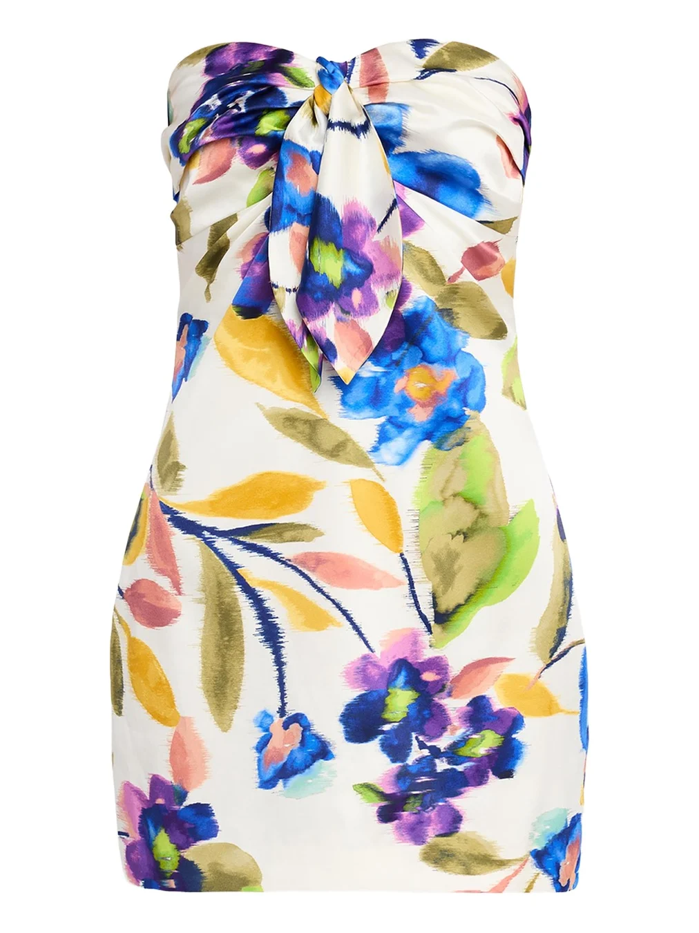 Orion Strapless Tie-Front Satin Mini Dress Orion Strapless Tie-Front Satin Mini Dress