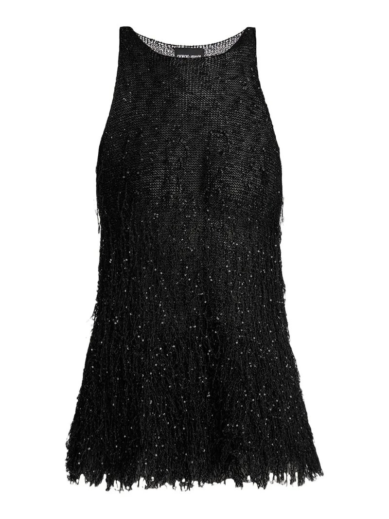 Sleeveless Beaded Fringe Knit Top Sleeveless Beaded Fringe Knit Top