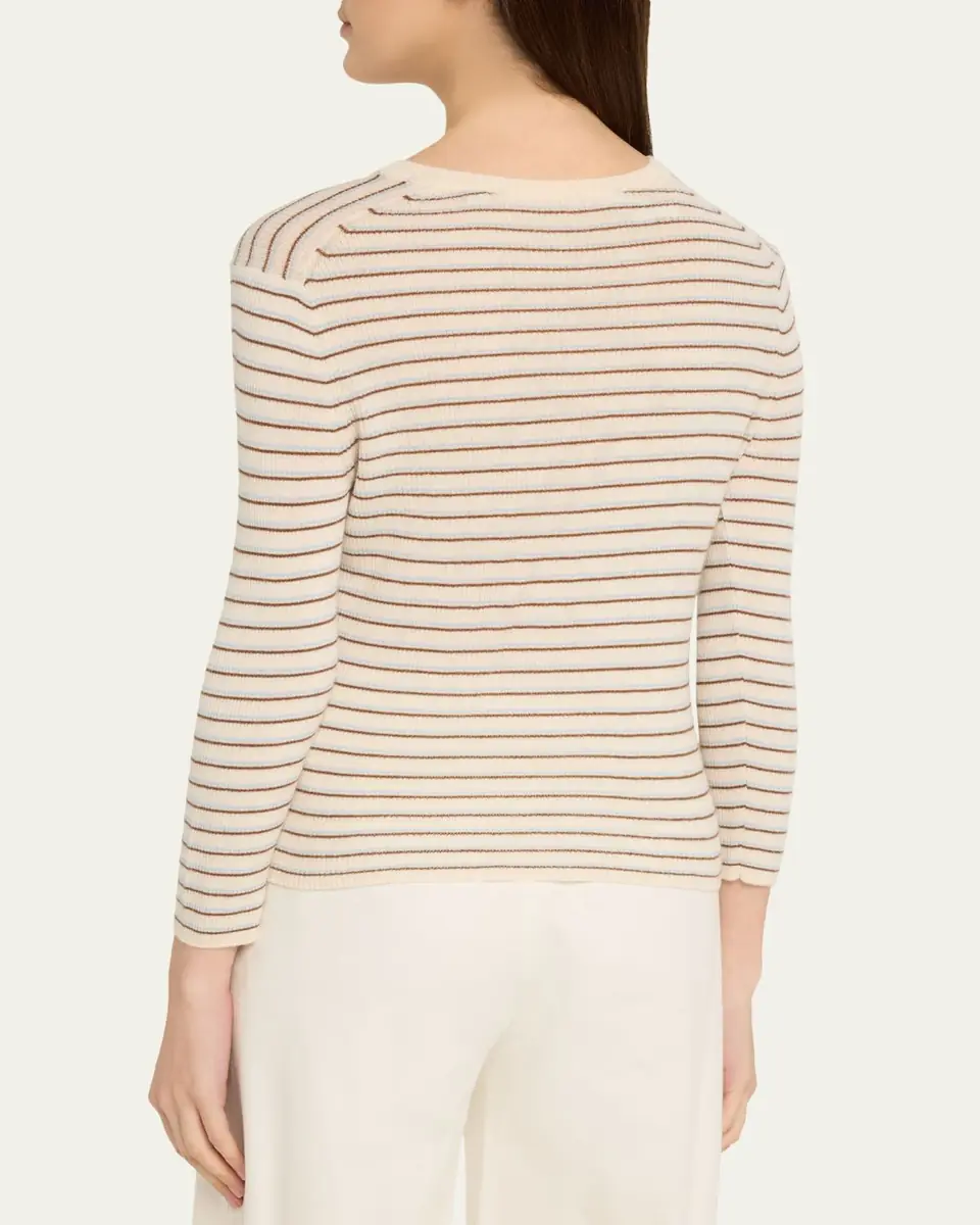 Vince Stripe Cashmere-Blend V-Neck Sweater | Thumbnail 3