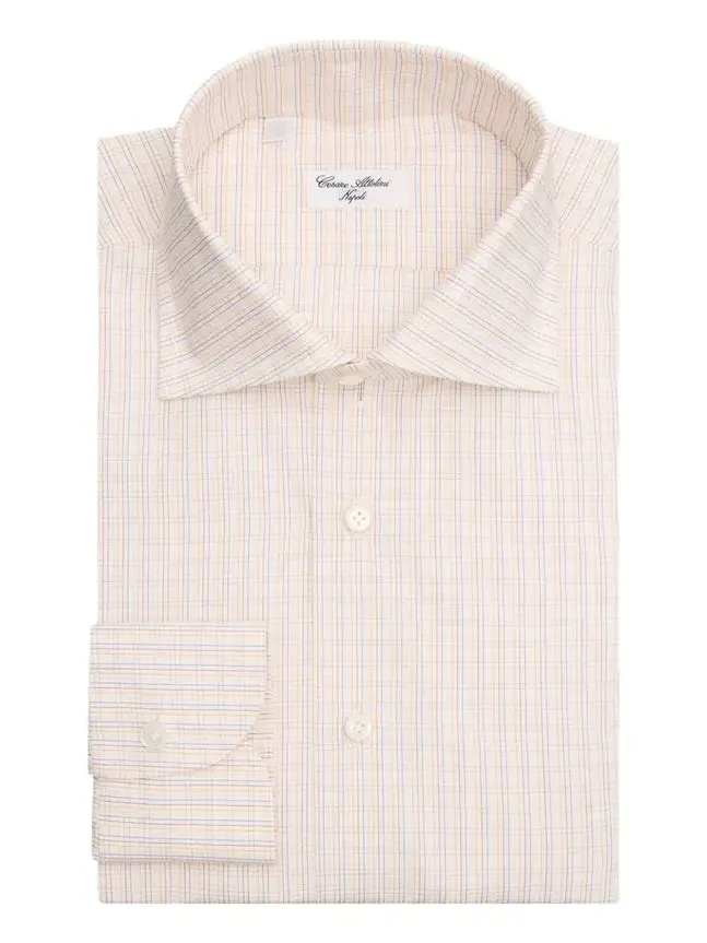Men's Grid-Check Cotton Dress Shirt