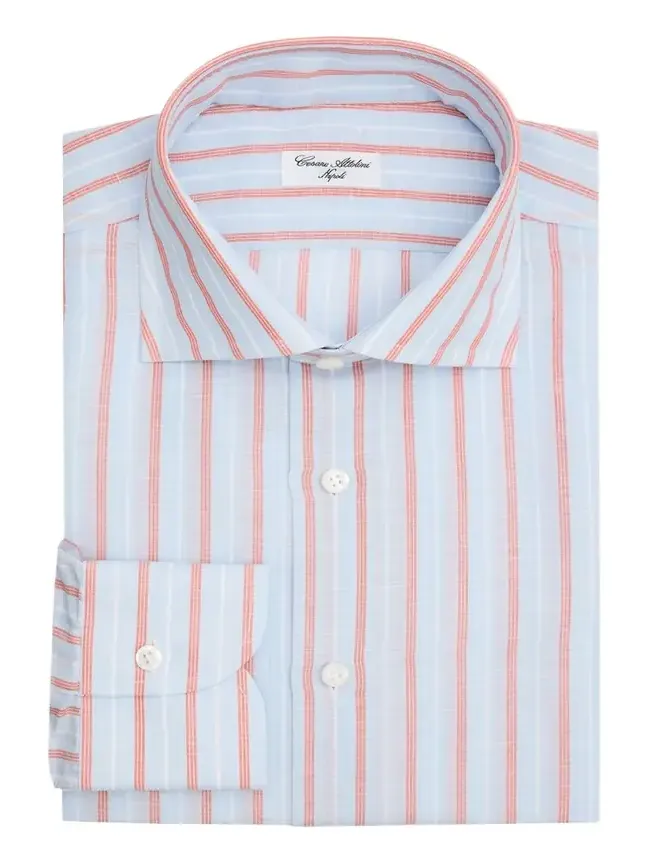 Men's Multi-Stripe Linen and Cotton Dress Shirt Men's Multi-Stripe Linen and Cotton Dress Shirt