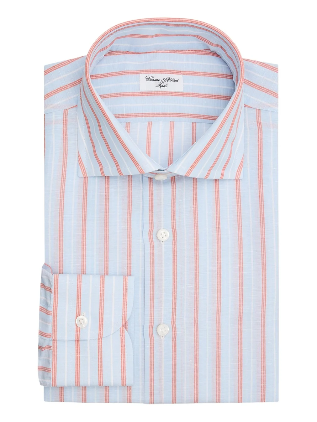 Cesare Attolini Men's Multi-Stripe Linen and Cotton Dress Shirt