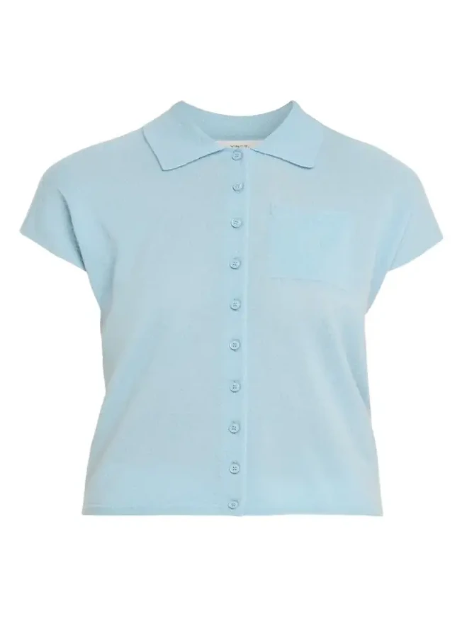 Short-Sleeve Cashmere-Blend Polo Sweater