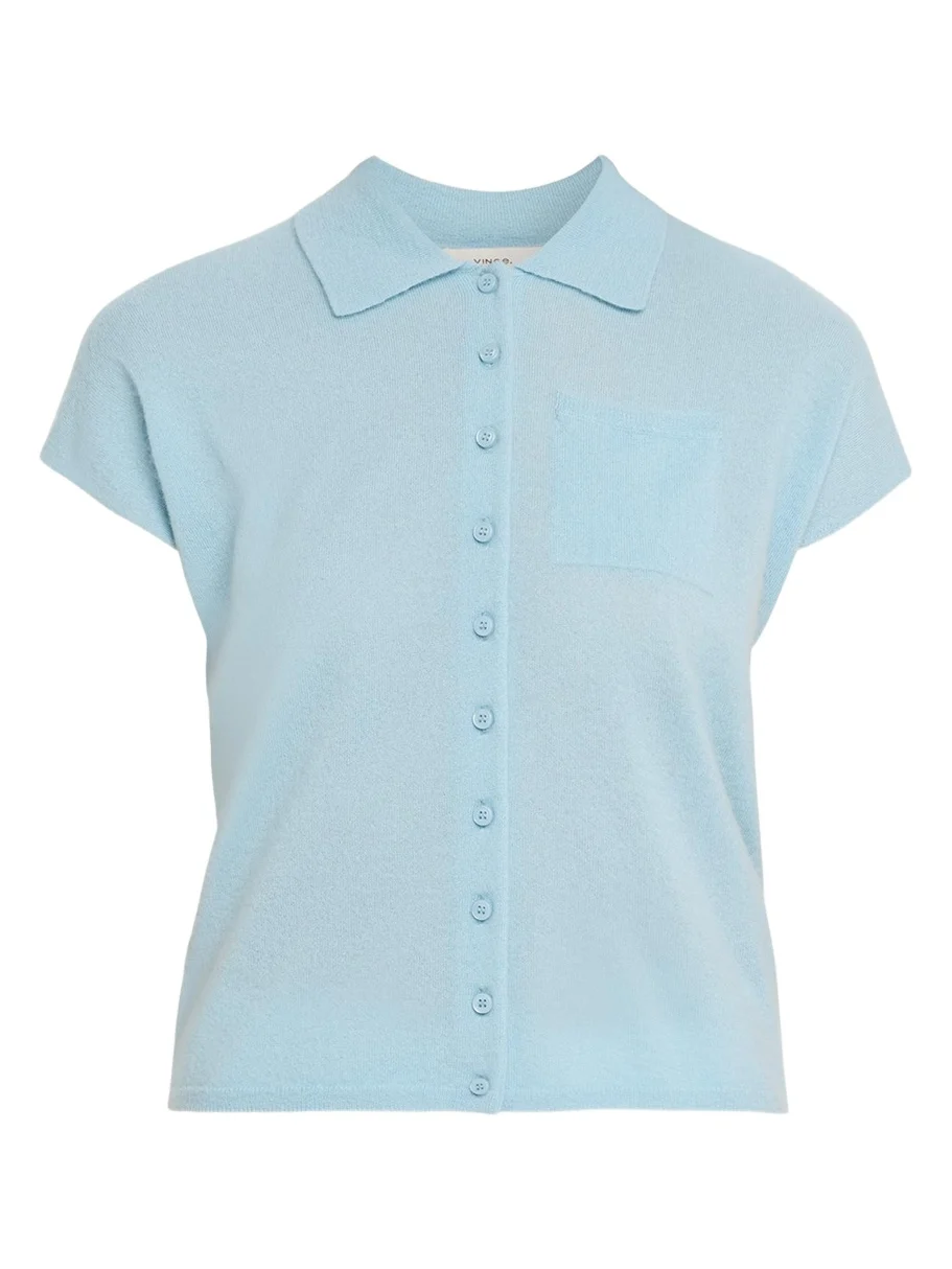 Short-Sleeve Cashmere-Blend Polo Sweater Short-Sleeve Cashmere-Blend Polo Sweater
