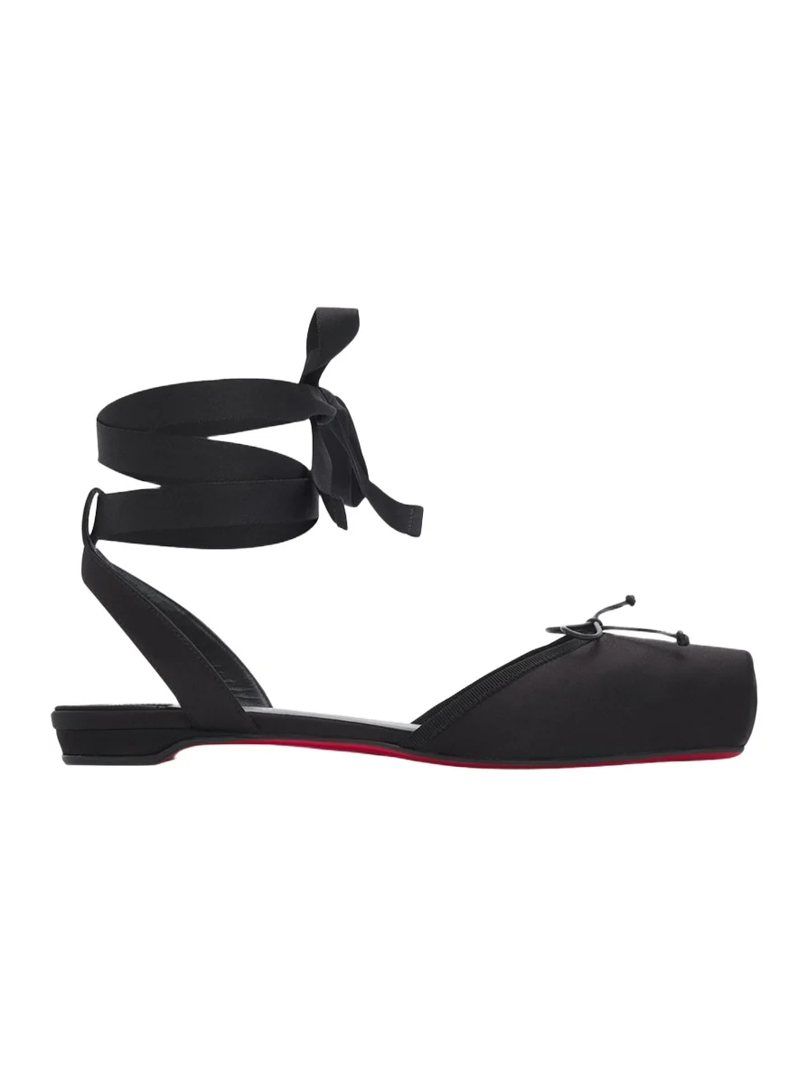 Christian Louboutin Cassia Satin Lace-Up Ballerina Flats