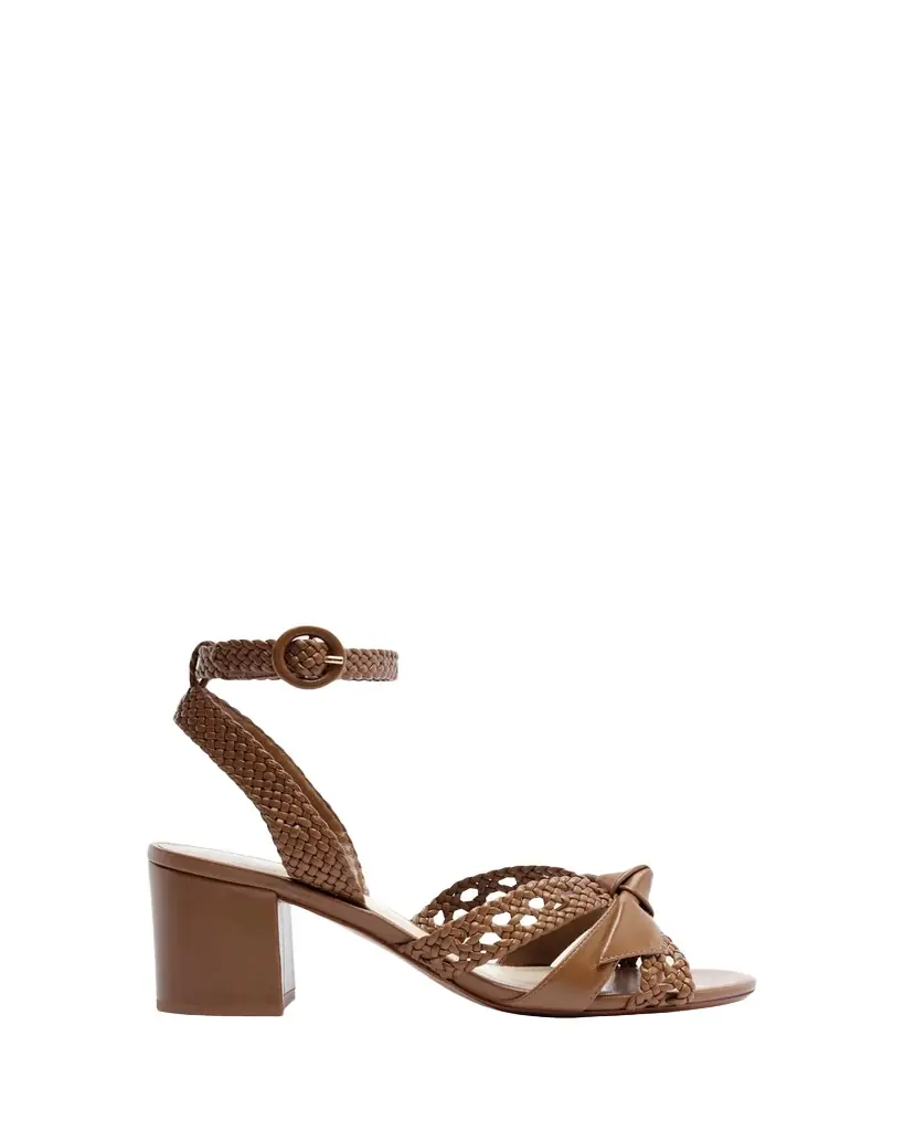 85mm Suelita Woven Leather Block-Heel Sandals 85mm Suelita Woven Leather Block-Heel Sandals