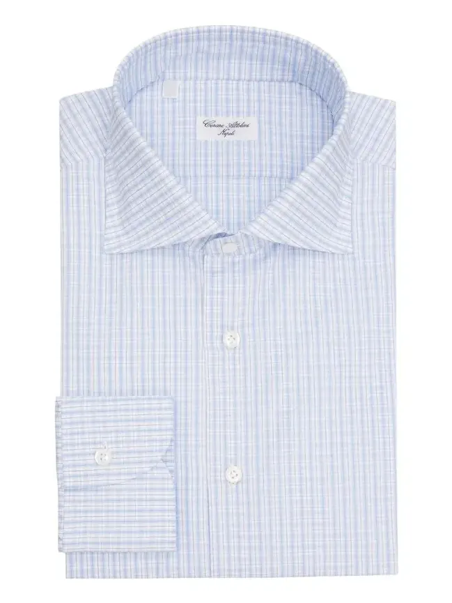 Men's Grid-Check Cotton Dress Shirt