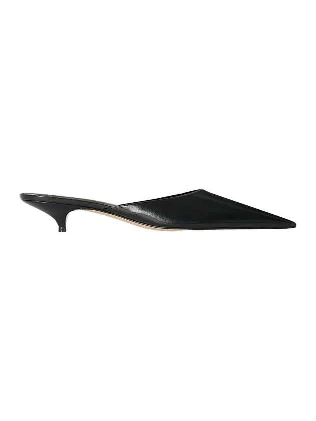 Liisa Leather Kitten-Heel Mules Liisa Leather Kitten-Heel Mules