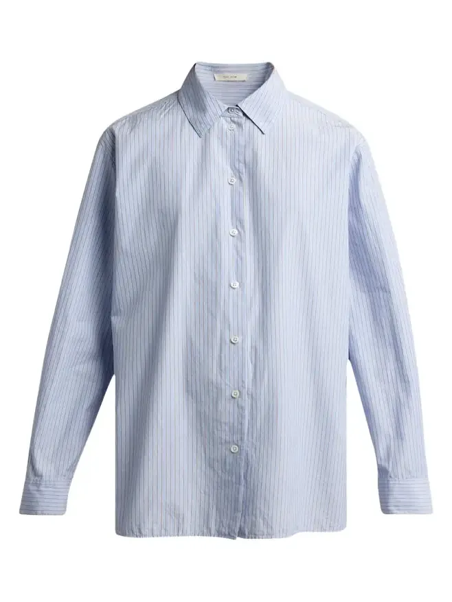 Sisilia Striped Cotton Poplin Button-Front Shirt Sisilia Striped Cotton Poplin Button-Front Shirt
