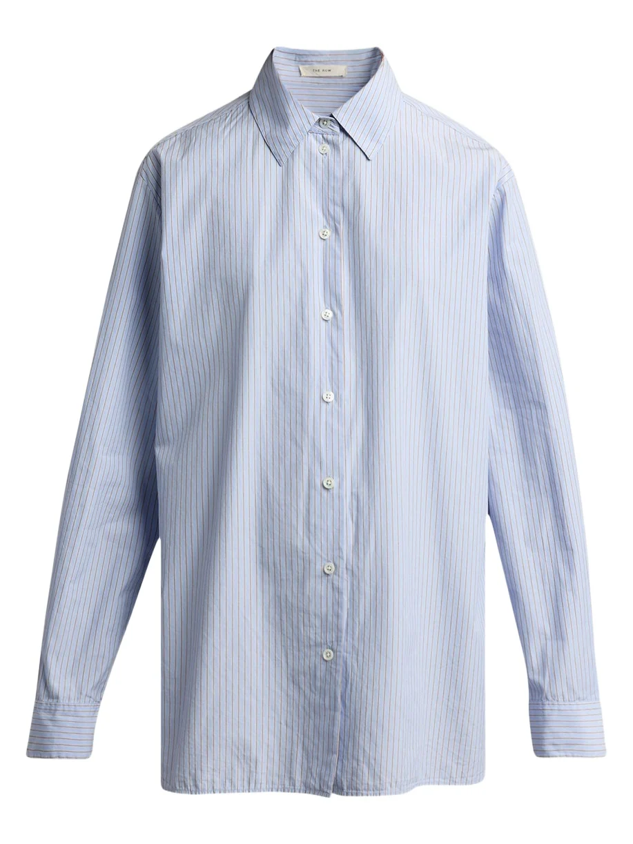 The Row Sisilia Striped Cotton Poplin Button-Front Shirt