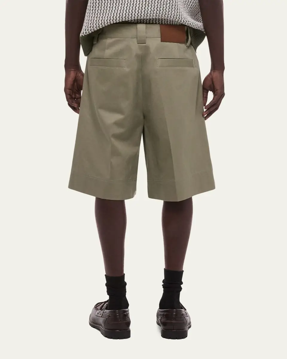 Helmut Lang Men's Cotton Pleated Oversized-Fit Bermuda Shorts | Thumbnail 3