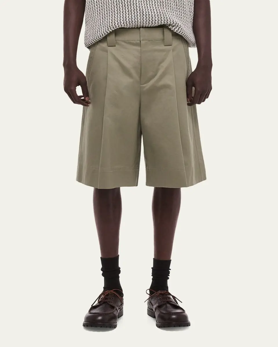 Helmut Lang Men's Cotton Pleated Oversized-Fit Bermuda Shorts | Thumbnail 4