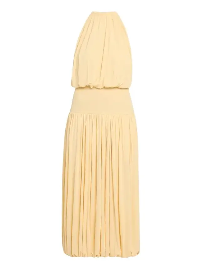 Soft Gathered Halter Midi Bubble Dress Soft Gathered Halter Midi Bubble Dress