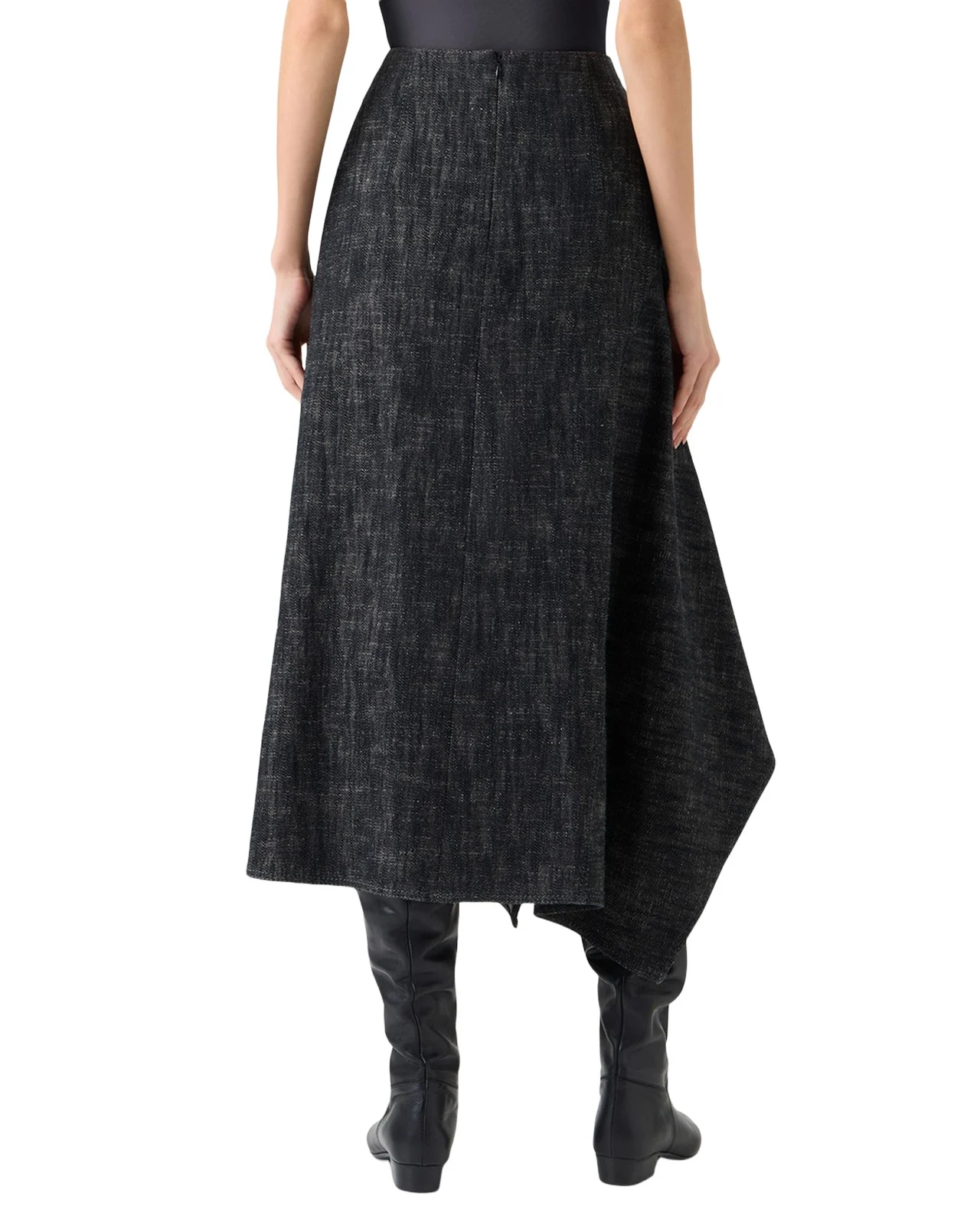 Washed Heavyweight Cotton Denim Midi Skirt Washed Heavyweight Cotton Denim Midi Skirt
