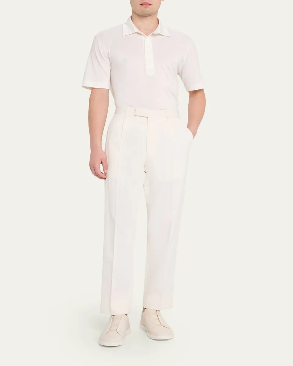 Zegna Men's Silk and Cotton Leggerissimo Polo Shirt | Thumbnail 2 Zegna Men's Silk and Cotton Leggerissimo Polo Shirt | Thumbnail 2