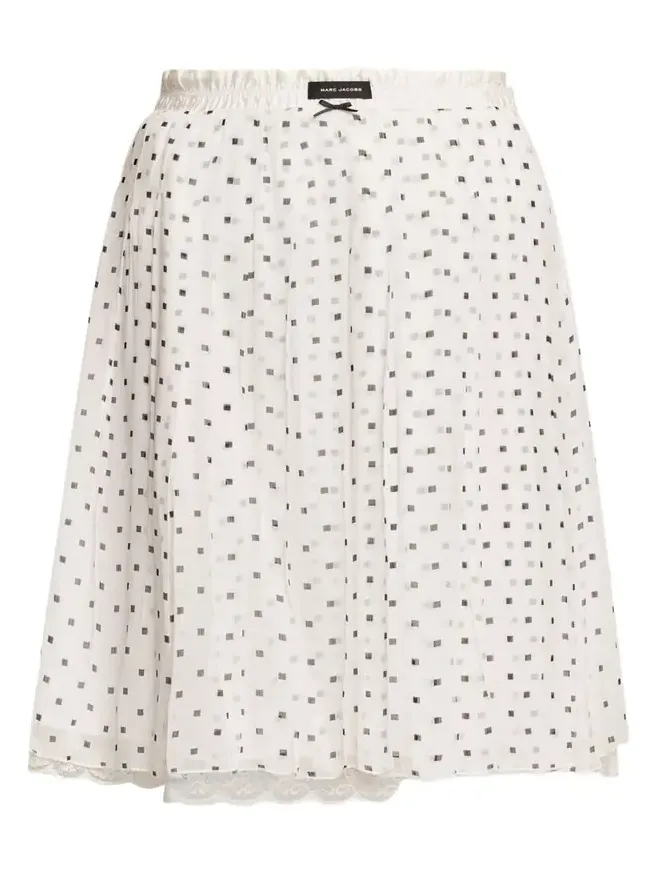 Polka-Dot Layered Crinkle Chiffon Mini Skirt