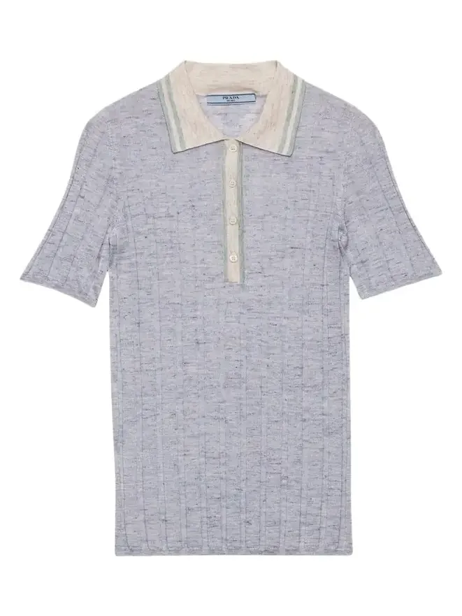 Cashmere-Silk Rib Polo Shirt