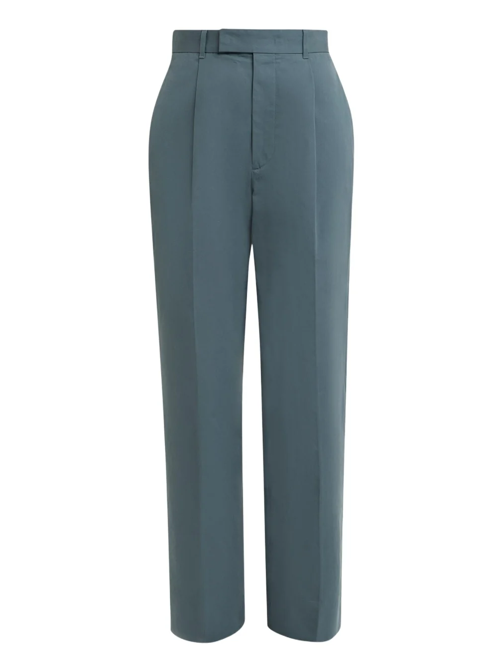 Pleated Cotton Straight-Leg Pants