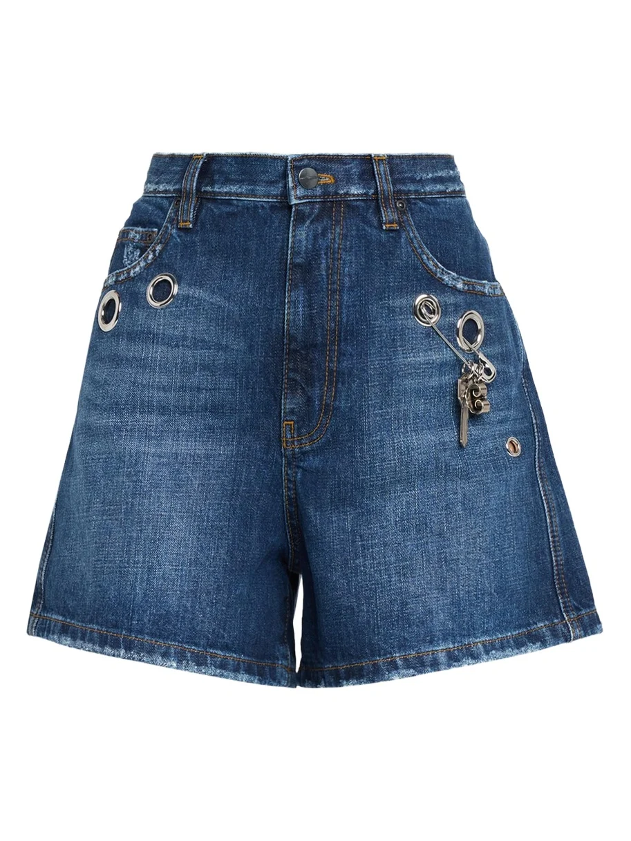 Grommet Denim Shorts
