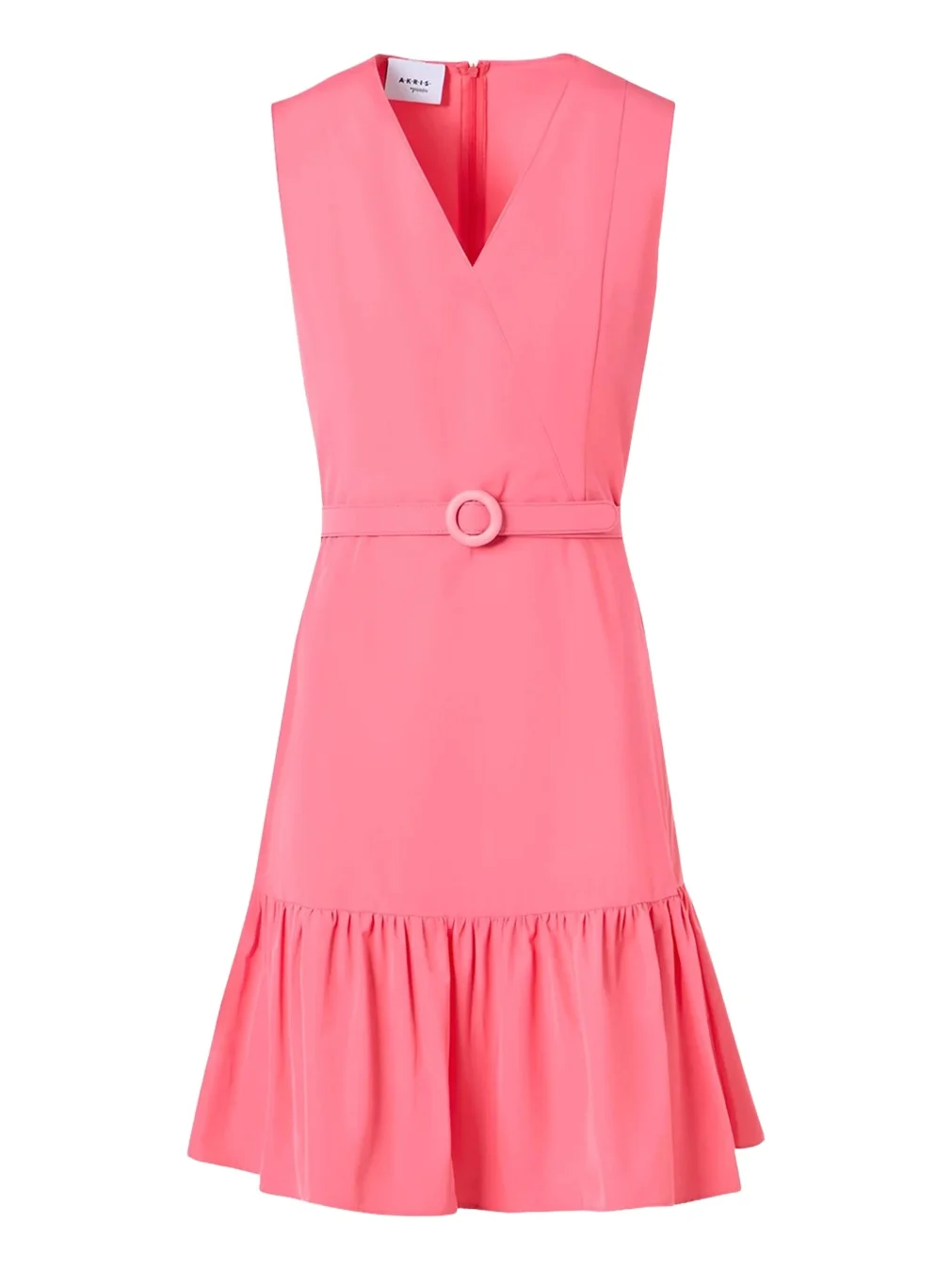 Sleeveless Belted Ruffle Knee-Length Dress Sleeveless Belted Ruffle Knee-Length Dress