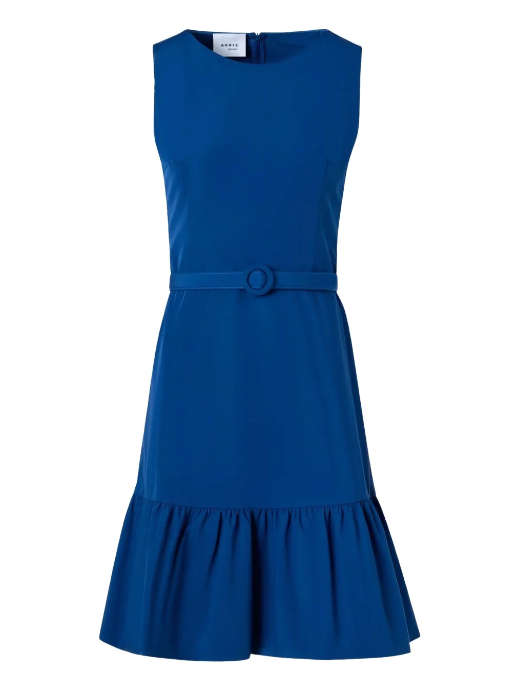 Sleeveless Belted Ruffle Knee-Length Dress Sleeveless Belted Ruffle Knee-Length Dress