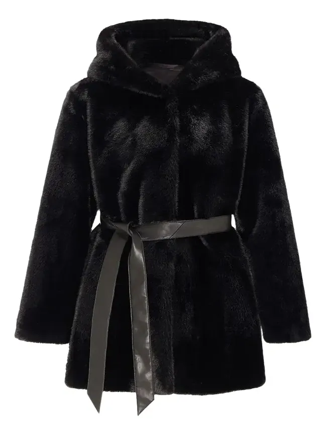 Fur-Free Faux Mink Hooded Coat