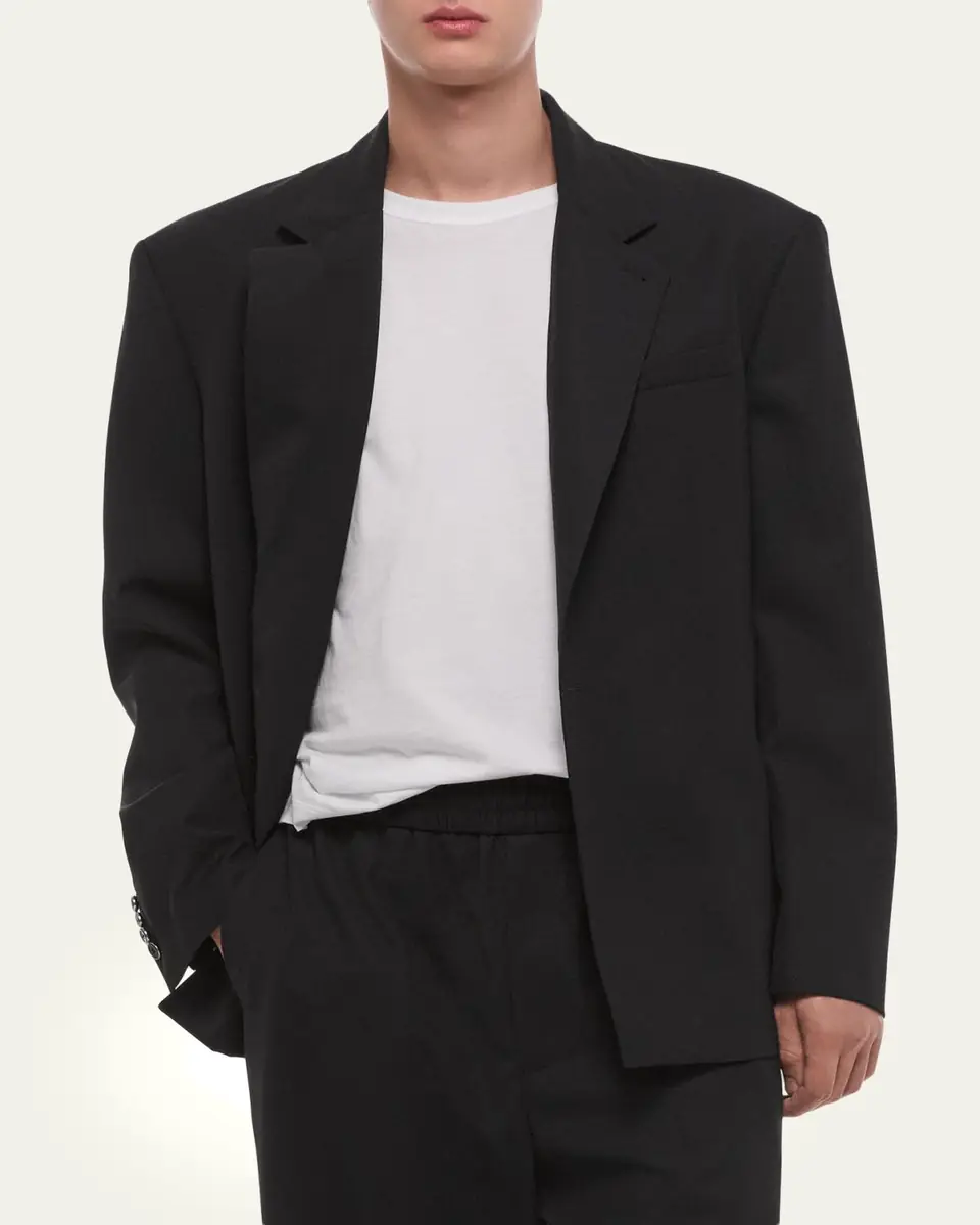 Helmut Lang Men's Wool Gabardine Relaxed-Fit Blazer | Thumbnail 4 Helmut Lang Men's Wool Gabardine Relaxed-Fit Blazer | Thumbnail 4
