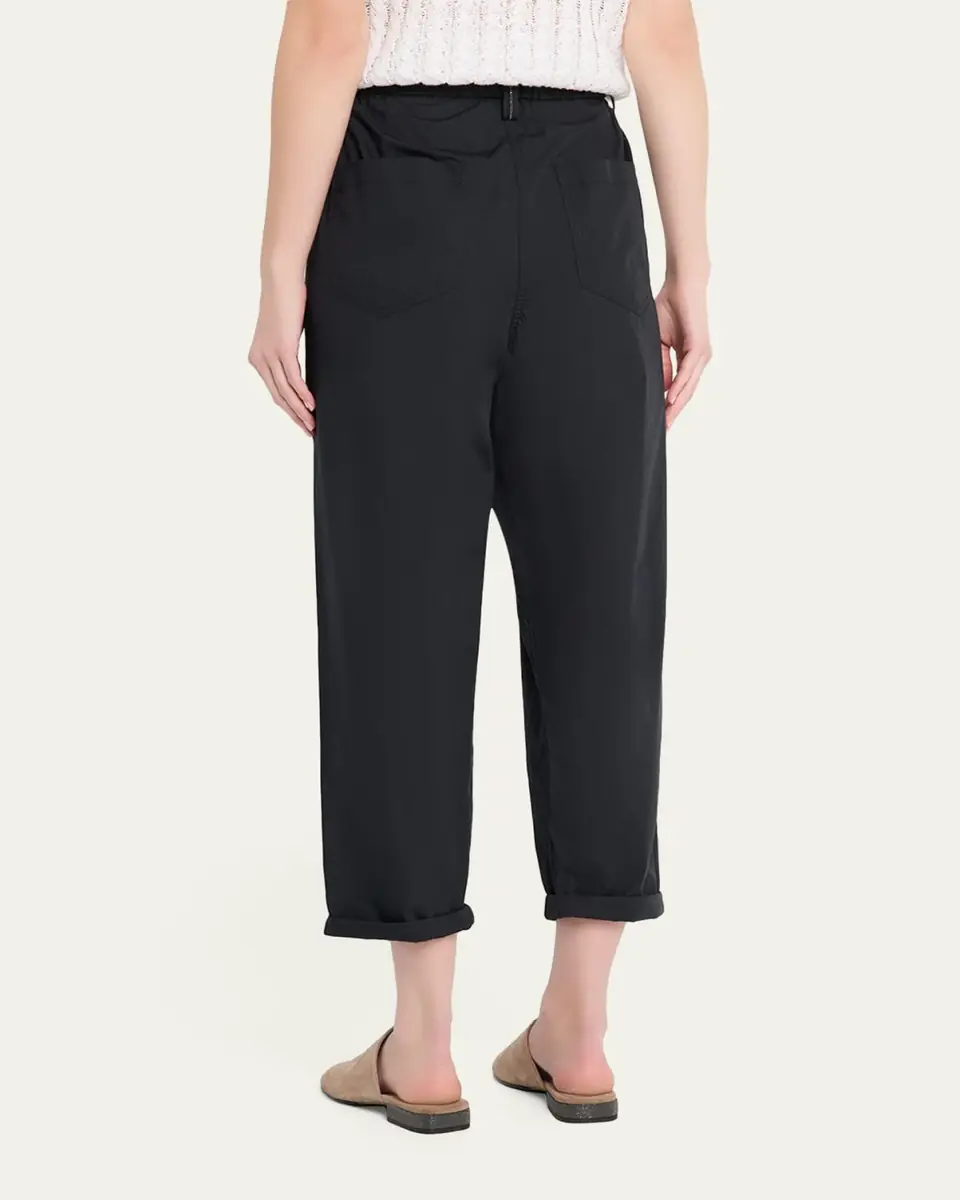 Brunello Cucinelli Tapered Lightweight Poplin Crop Pants | Thumbnail 3 Brunello Cucinelli Tapered Lightweight Poplin Crop Pants | Thumbnail 3