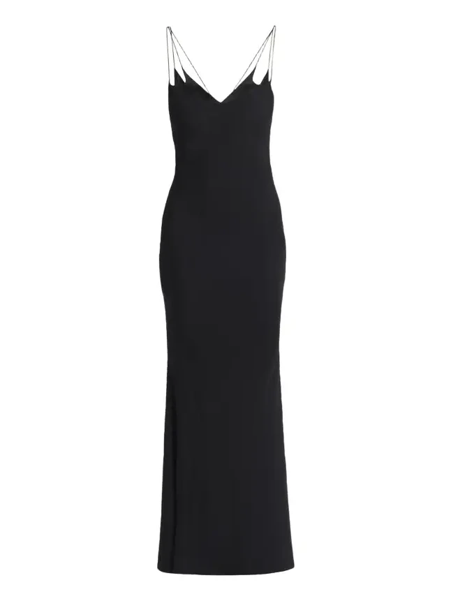 Strappy Satin Back Crepe Maxi Dress Strappy Satin Back Crepe Maxi Dress