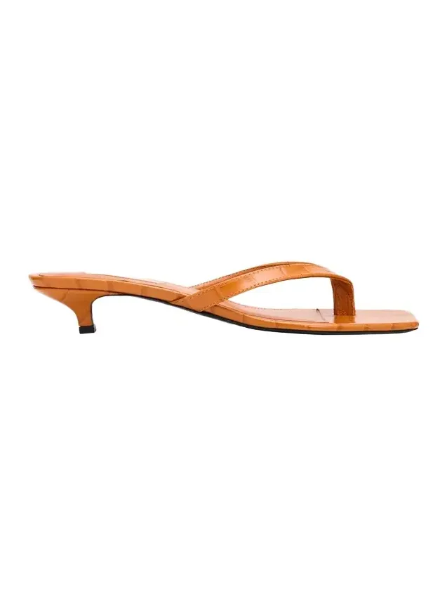 35mm Croc-Embossed Leather Heeled Flip Flops 35mm Croc-Embossed Leather Heeled Flip Flops