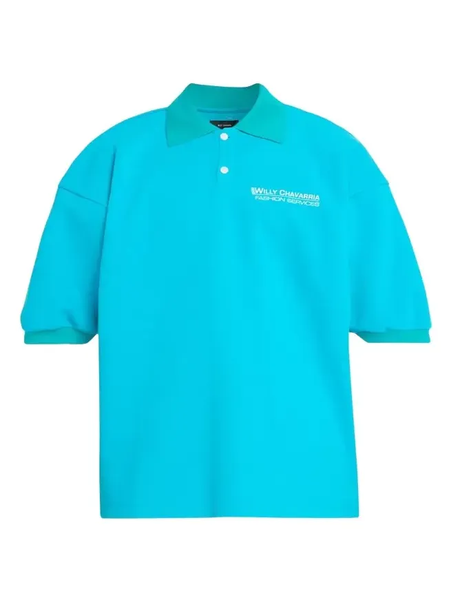 Willy Chavarria Men's Football Structured Cotton Polo Shirt