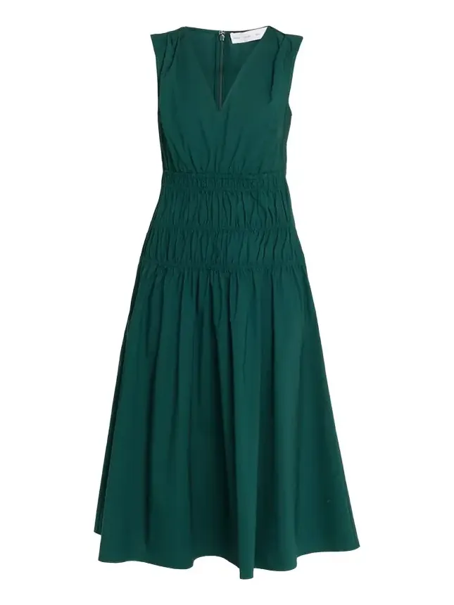 Loren Sleeveless Ruched Waist Cotton Midi Dress Loren Sleeveless Ruched Waist Cotton Midi Dress