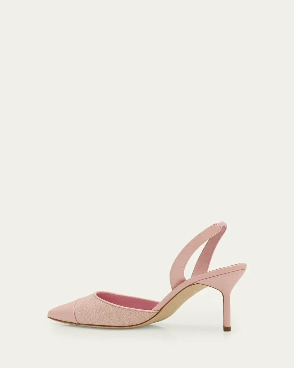 Manolo Blahnik 50mm Capsli Linen and Leather Slingback Pumps | Thumbnail 4 Manolo Blahnik 50mm Capsli Linen and Leather Slingback Pumps | Thumbnail 4