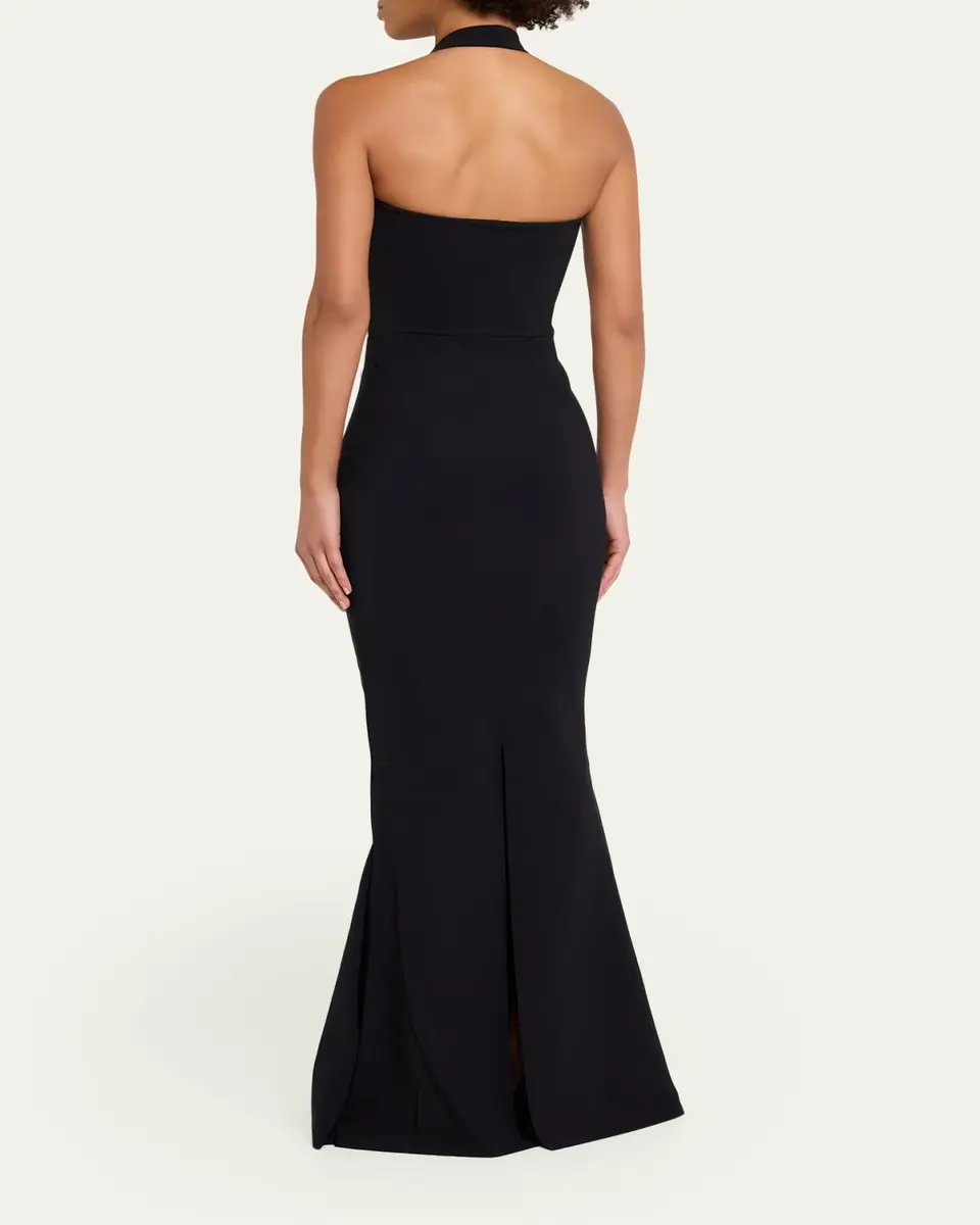Chiara Boni La Petite Robe Yanar Beaded Mermaid Halter Gown | Thumbnail 3