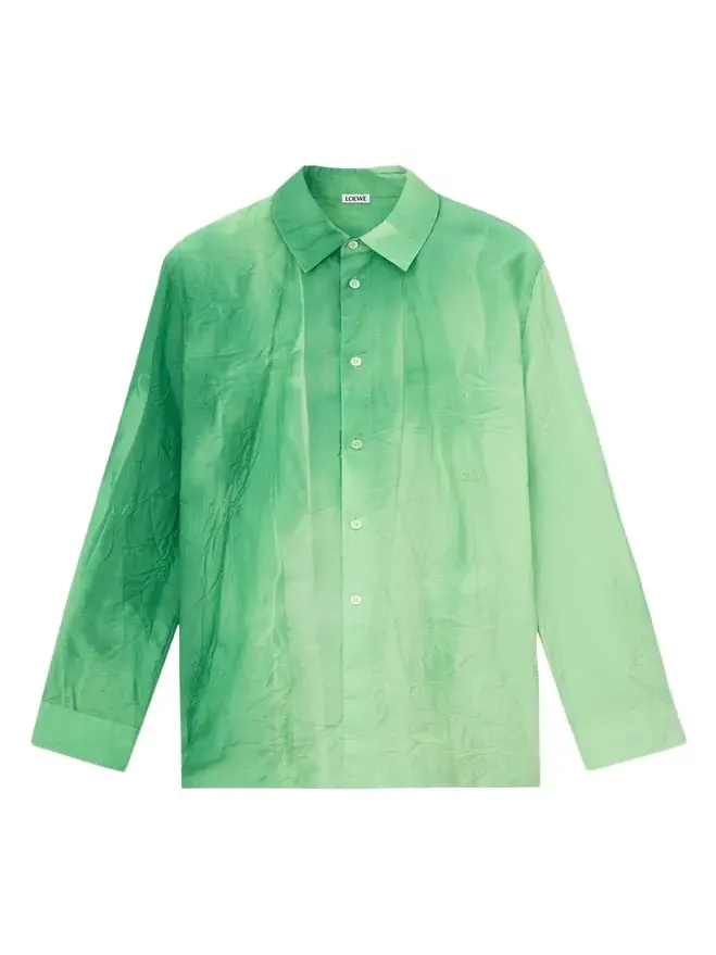Ombre Crinkled Cotton Button-Down Shirt Ombre Crinkled Cotton Button-Down Shirt