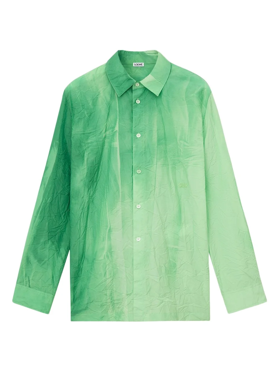 Ombre Crinkled Cotton Button-Down Shirt Ombre Crinkled Cotton Button-Down Shirt